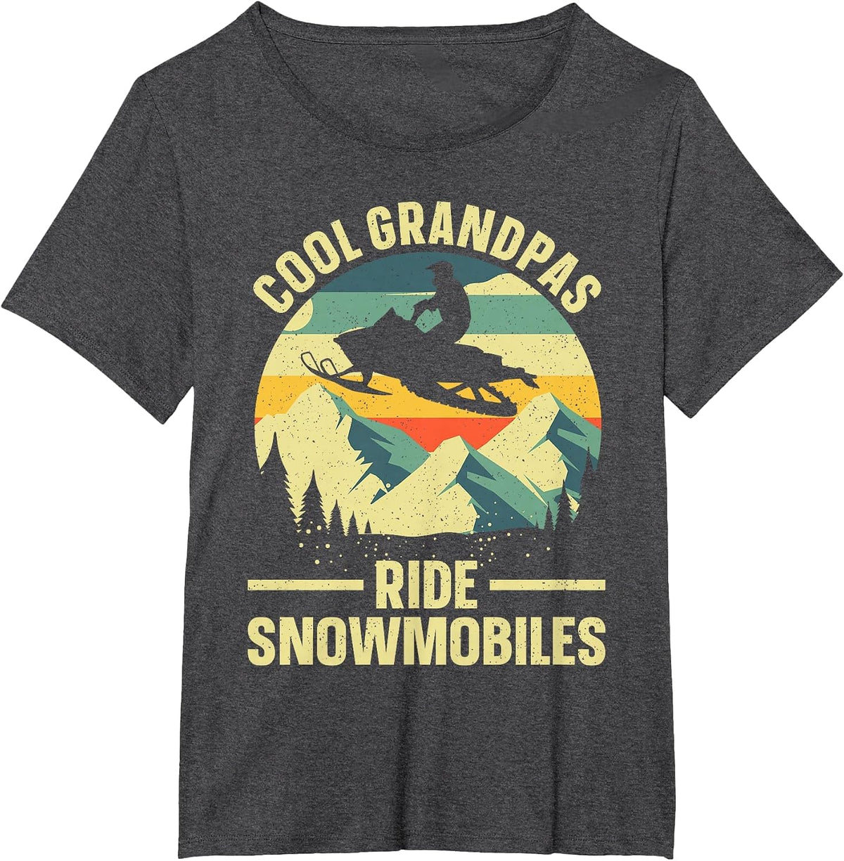 Cool Snowmobile Art for Men Grandpa Snowmobiling Snowmobile T-Shirt - Dark Heather Grey