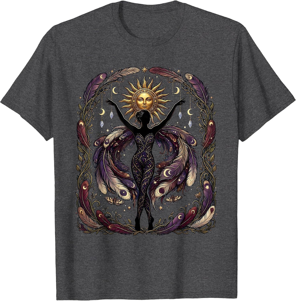 Men's Mardi Gras Dancing Feathered Boa Silhouette T-Shirt - Dark Heather Grey