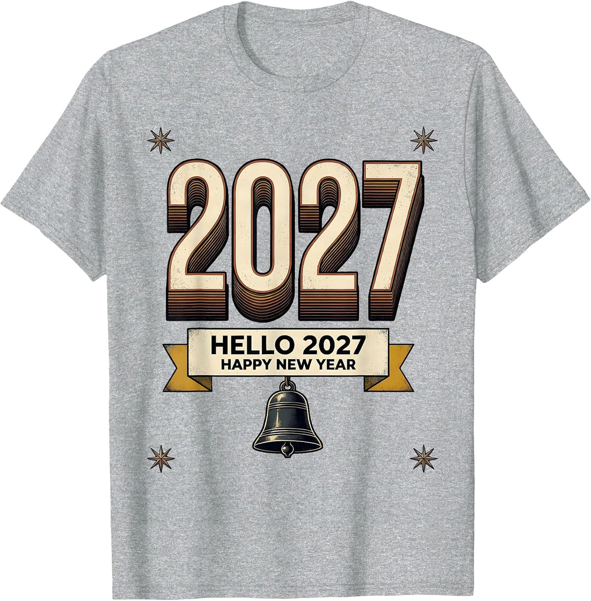 Men's Hello 2027 Happy New Year Vintage Party Family Matching T-Shirt - Heather Grey