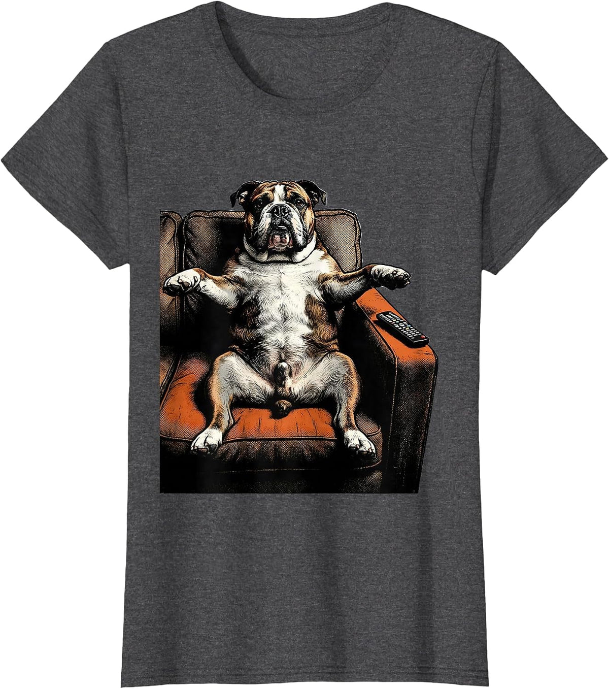 Women's Bull Terrier Belly Rub Funny Dog Meme T-Shirt - Dark Heather Grey