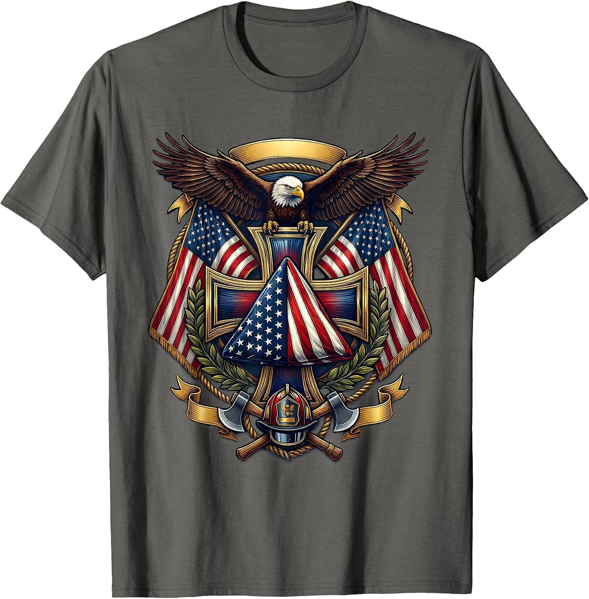Patriot Day Folded Flag Triangle Shadow T-Shirt - Asphalt Grey