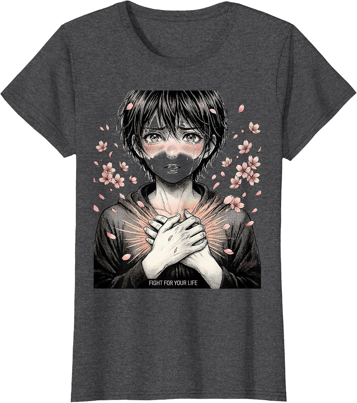 Women's Fight for Your Life Suicide Prevention Design T-Shirt - Dark Heather Grey