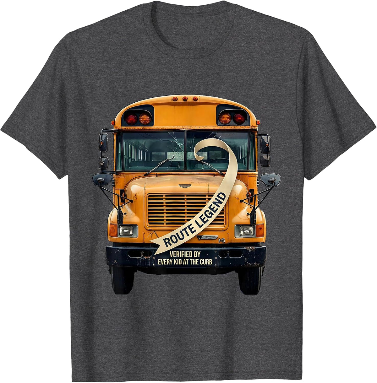Men's Route Legend, Verified By Every Kid At The Curb School Bus T-Shirt - Dark Heather Grey