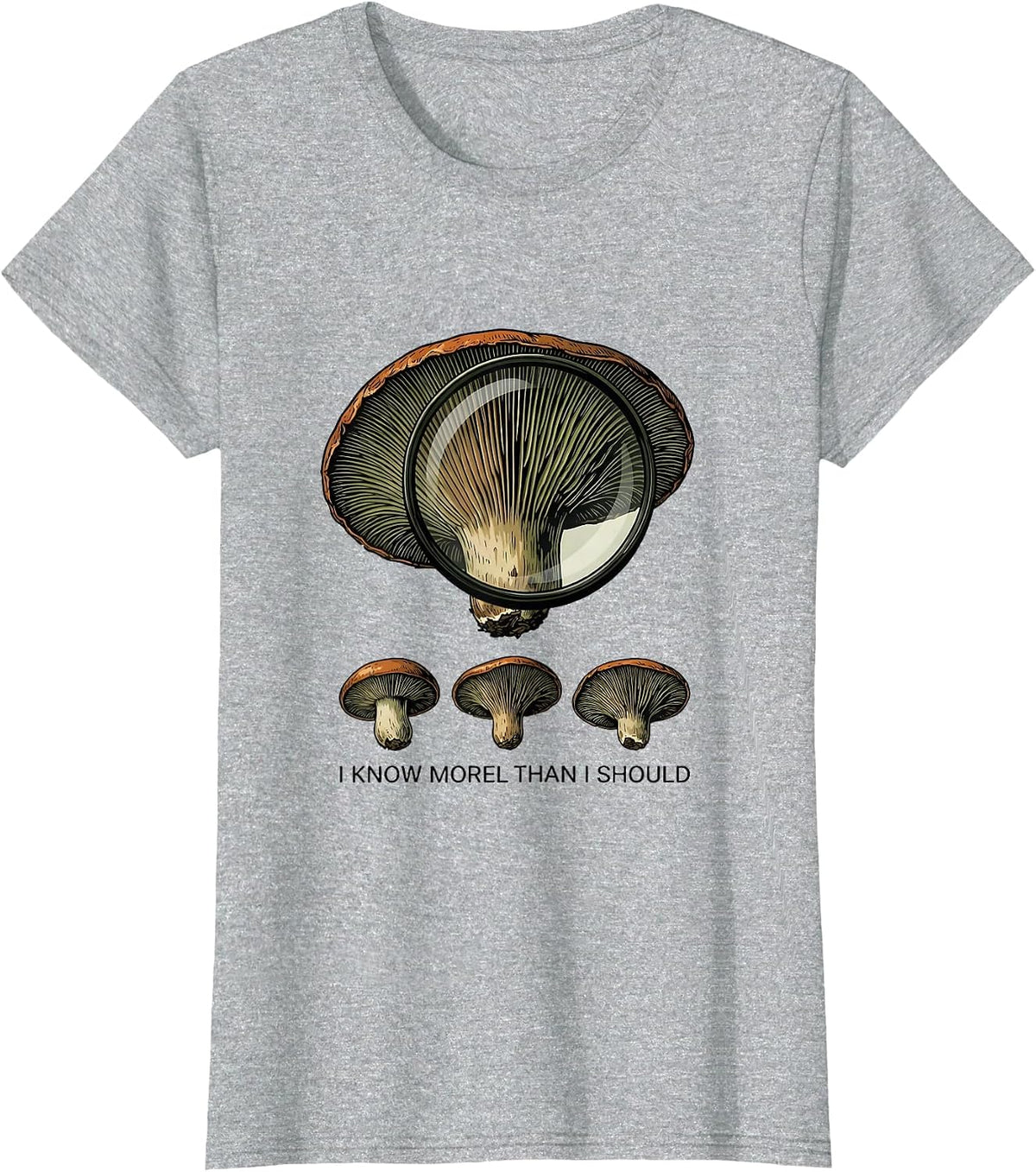 Women's I Know Morel Than I Should Funny Mushroom Forager Retro T-Shirt - Heather Grey