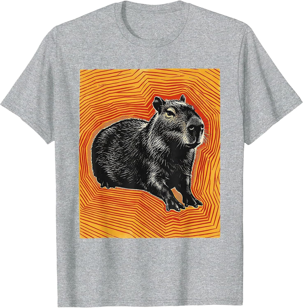 Men's Low Capybara Screenprint Poster Animal Humor T-Shirt - Heather Grey