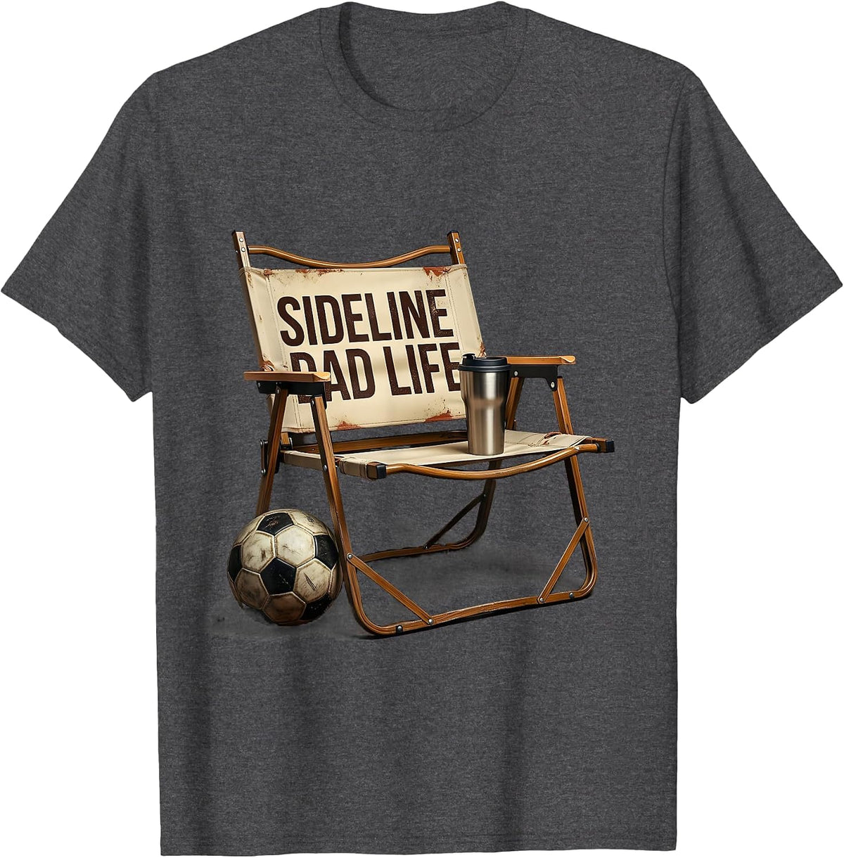 Sideline Dad Life Soccer Dad Graphic Design T-Shirt - Dark Heather Grey