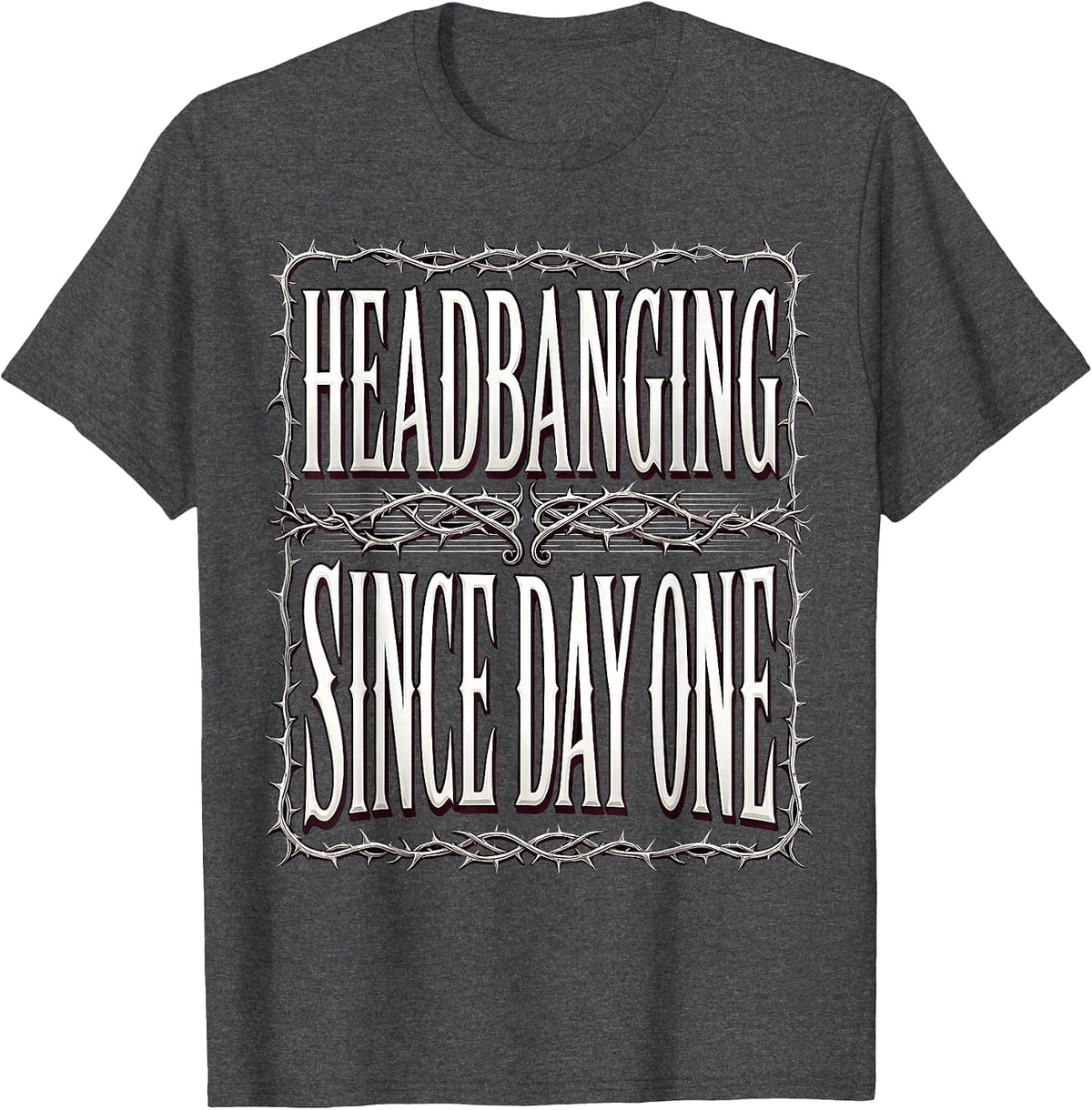 Headbanging Since Day One Rock N Roll Design T-Shirt - Dark Heather Grey