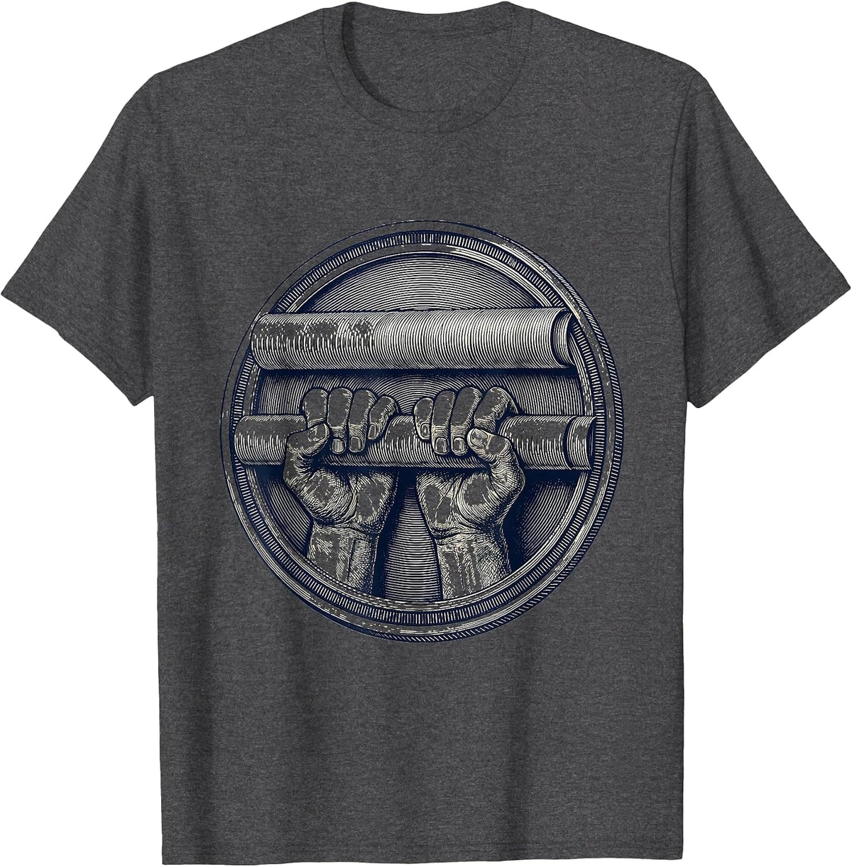 Men's Physical Therapy Parallel Bars Grip Illustration T-Shirt - Dark Heather Grey