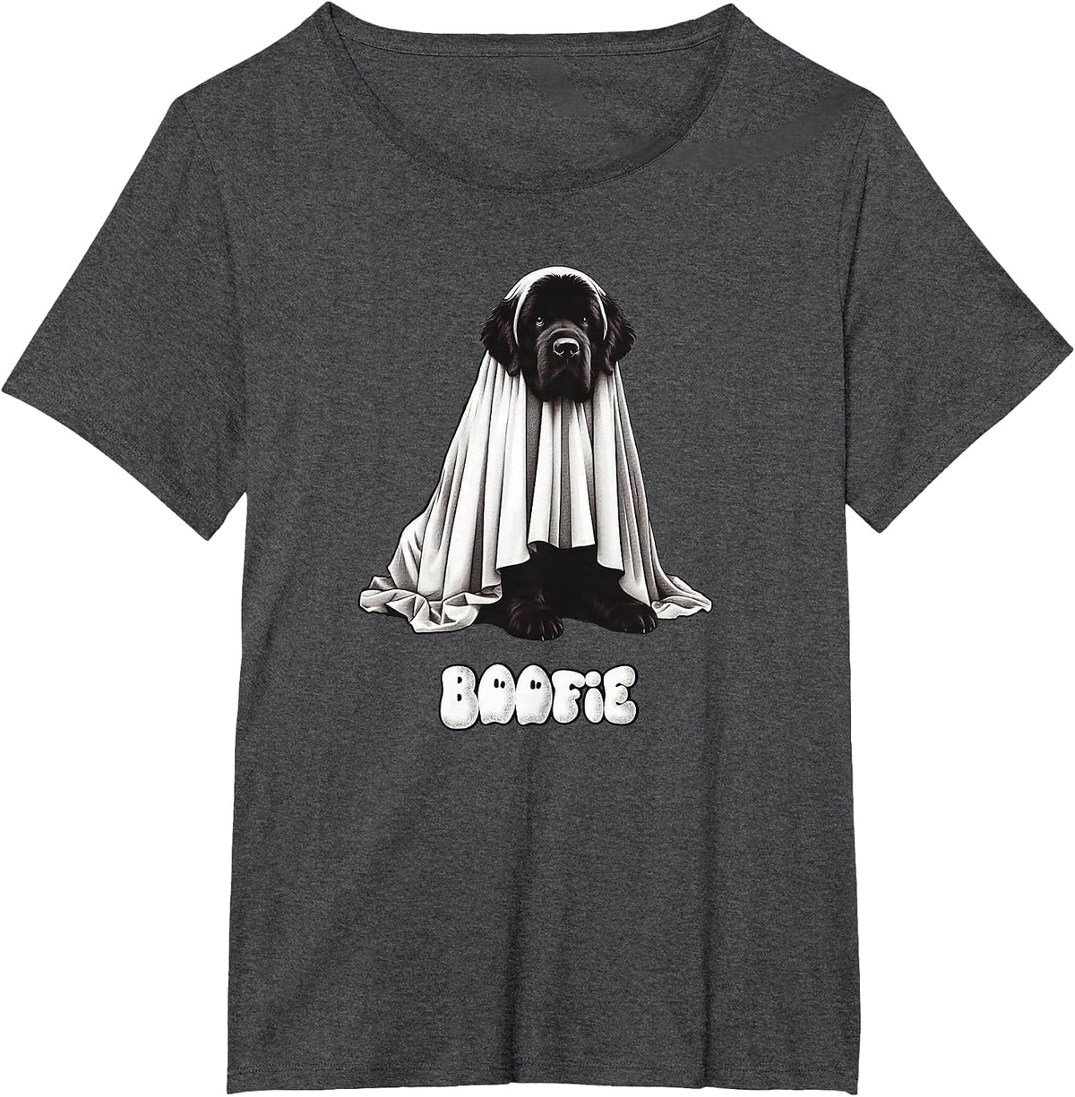 Funny Boofie Newfoundland Dog Halloween Newfie Ghost Dog Mom T-Shirt - Dark Heather Grey