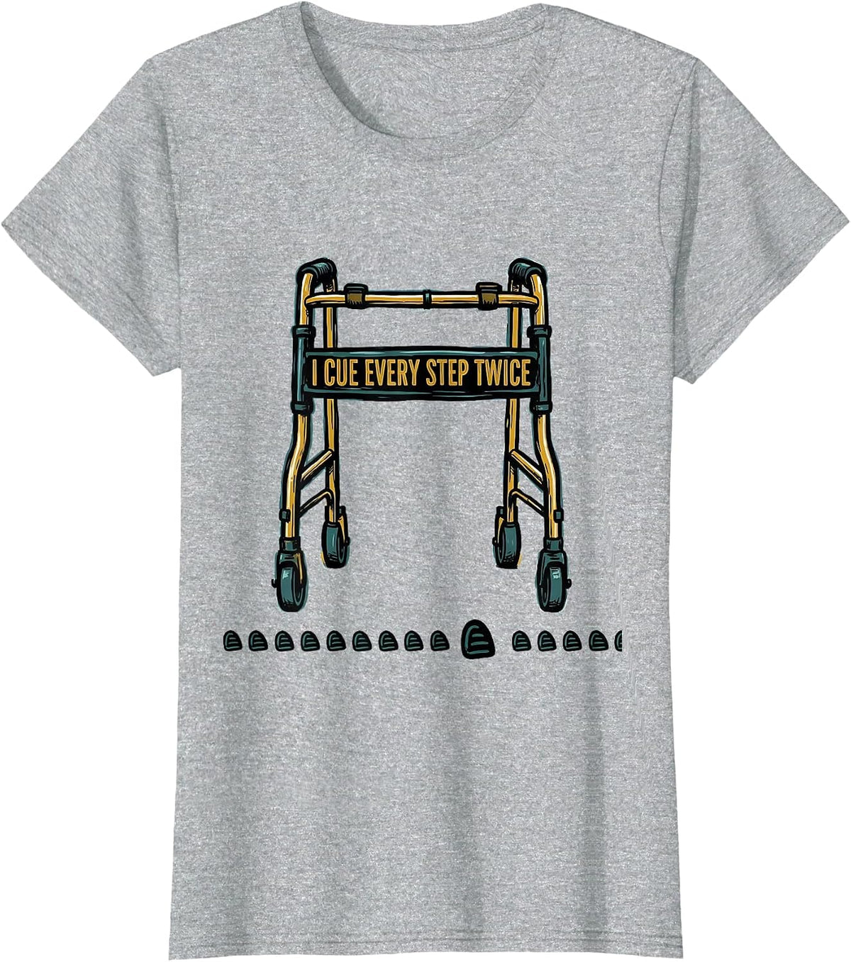 I Cue Every Step Twice Funny Physical Therapist PT OT Gift T-Shirt - Heather Grey