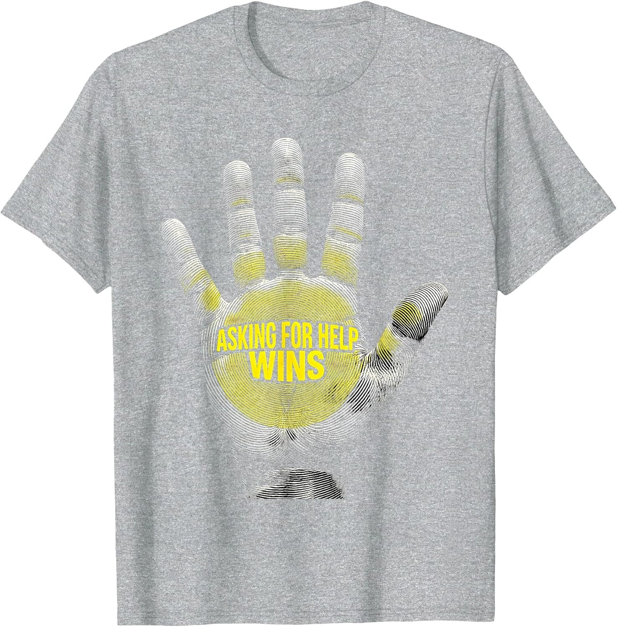Men's Asking for Help Wins Suicide Prevention Design T-Shirt - Heather Grey