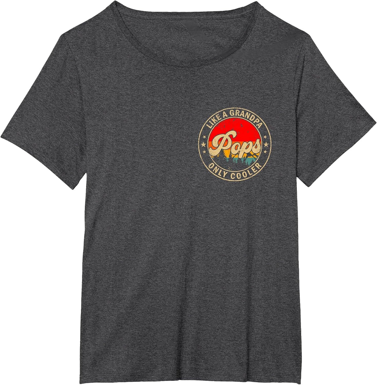 Pops Like A Grandpa Only Cooler Retro for Papa Grandpa T-Shirt - Dark Heather Grey