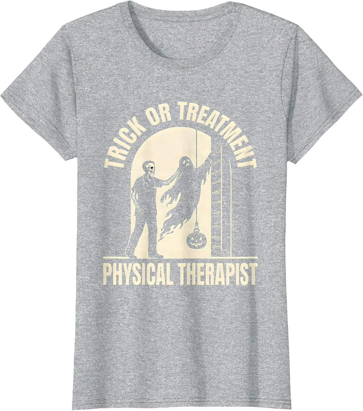 Women's Trick Or Treatment Physical Therapist Halloween PT Humor T-Shirt - Heather Grey