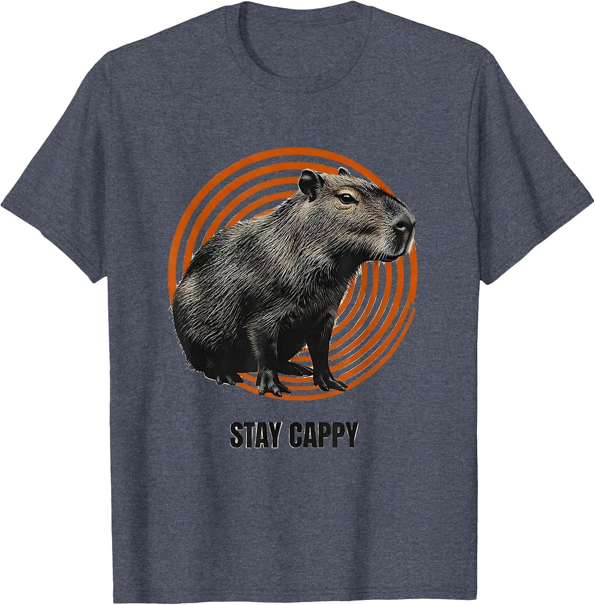 Stay Cappy Funny Capybara Meme Animal Humor T-Shirt - Heather Blue