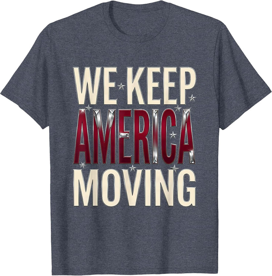 We Keep America Moving Labor Day Mechanic Design T-Shirt - Heather Blue
