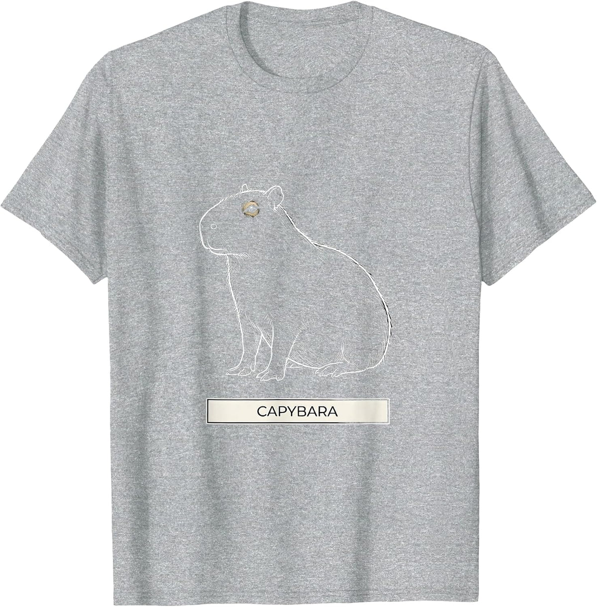 Men's Capybara Minimalist Badge Line Art Animal T-Shirt - Heather Grey