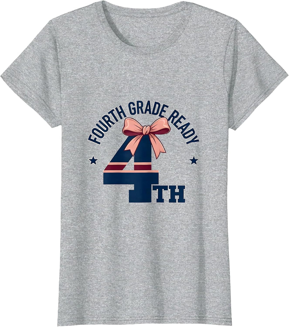 Women's Fourth Grade Ready Coquette Bow Back to School Girl T-Shirt - Heather Grey