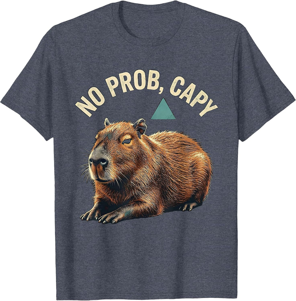 No Prob Capy Vintage Screen Print Capybara Meme Humor T-Shirt - Heather Blue