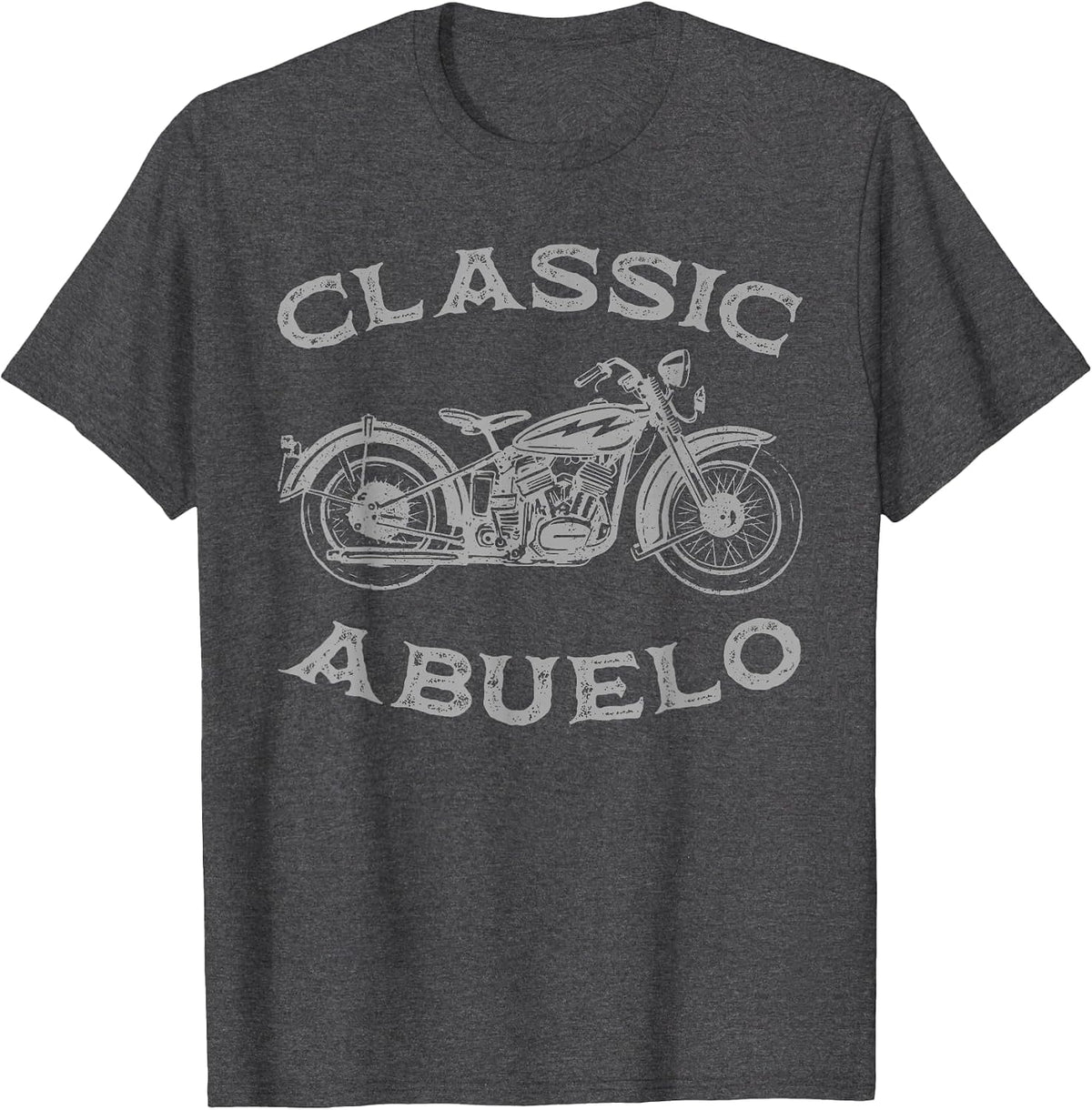 Vintage Classic Abuelo Motorcycle Graphic Mens Grandpa Biker T-Shirt - Dark Heather Grey