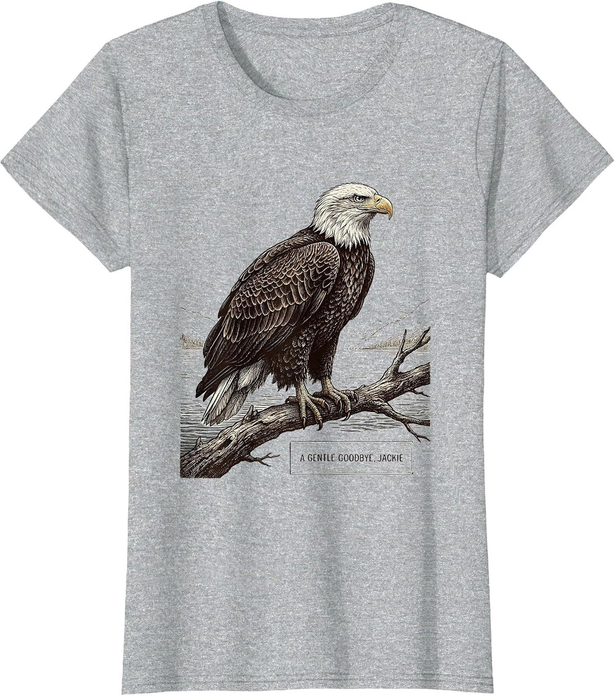 A Gentle Goodbye Jackie Vintage Eagle Memorial Tribute T-Shirt - Heather Grey