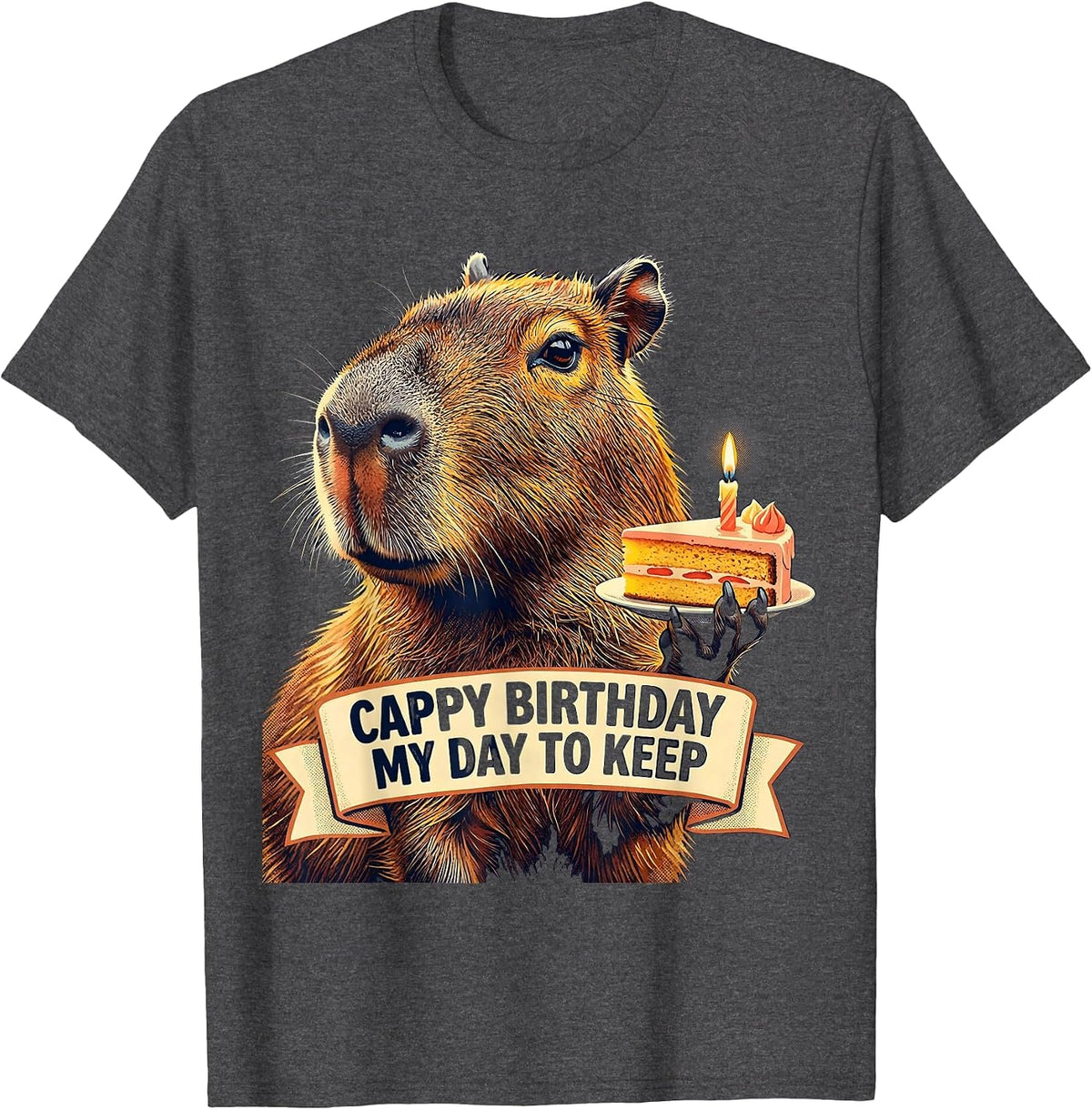 Cappy Birthday My Day To Keep Kawaii Capybara Kids Party T-Shirt - Dark Heather Grey