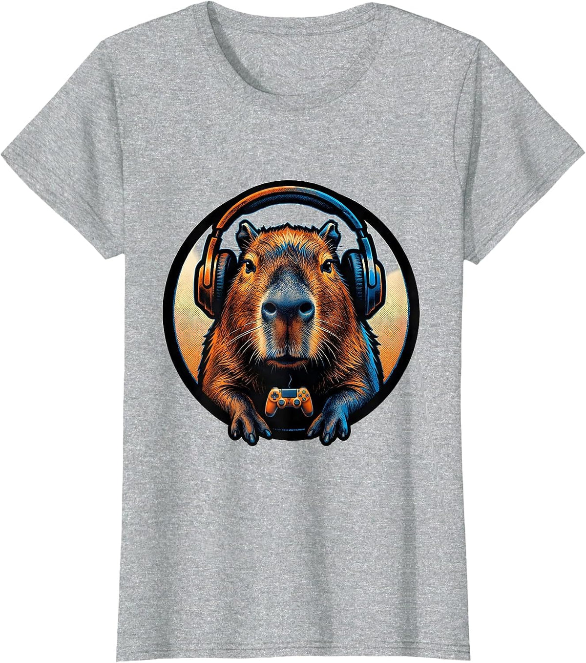 Women's Capybara Gamer Meme Humor Funny Video Games T-Shirt - Heather Grey