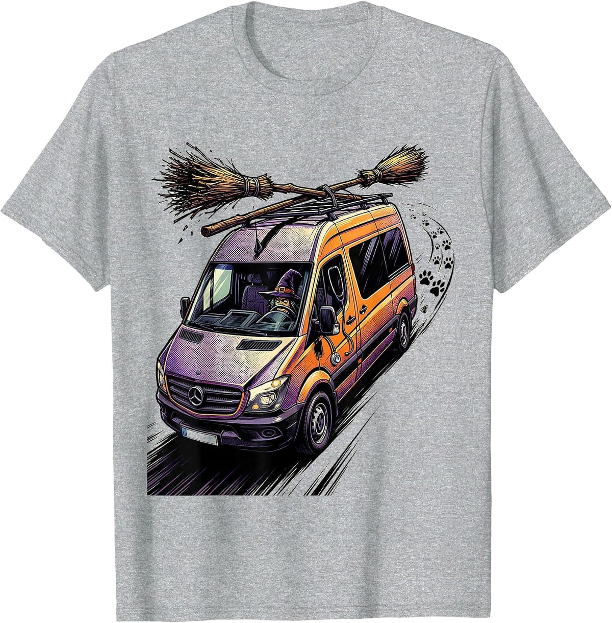 Men's Vet Mobile Clinic Witch Hat Halloween Occupation Humor T-Shirt - Heather Grey