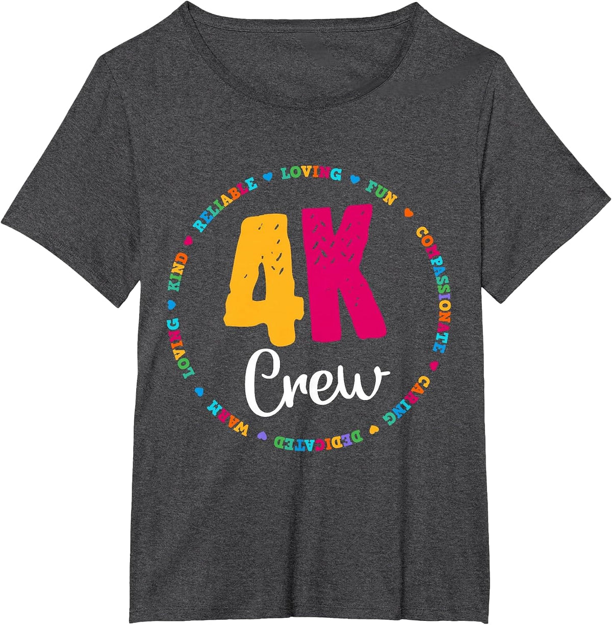 4K Crew Squad Team Teacher Kindergarten Kinder Elementary T-Shirt - Dark Heather Grey