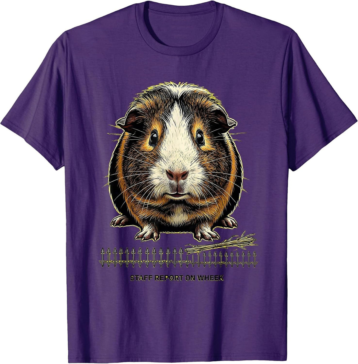 Men's Staff Report On Wheek Funny Guinea Pig Pet Lover Humor T-Shirt - Purple