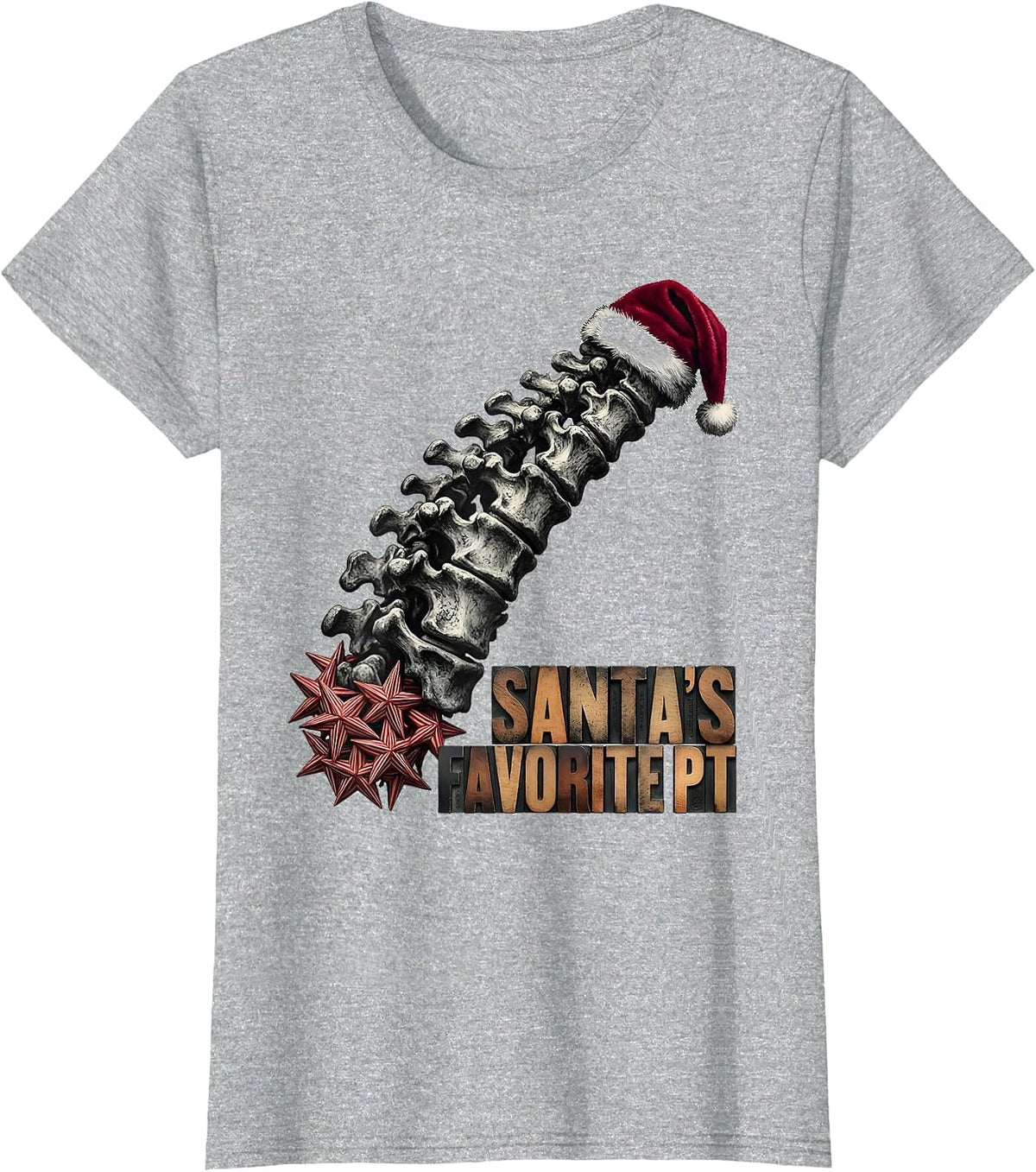 Women's Santa's Favorite PT Funny Physical Therapist Christmas Rehab T-Shirt - Heather Grey
