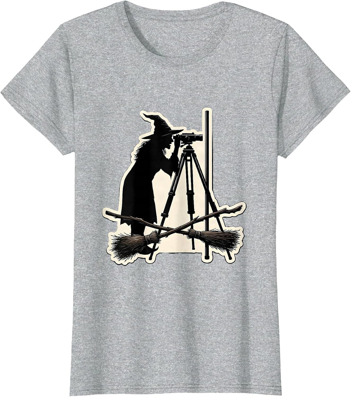 Women's Witch Surveyor Halloween Occupation Humor T-Shirt - Heather Grey