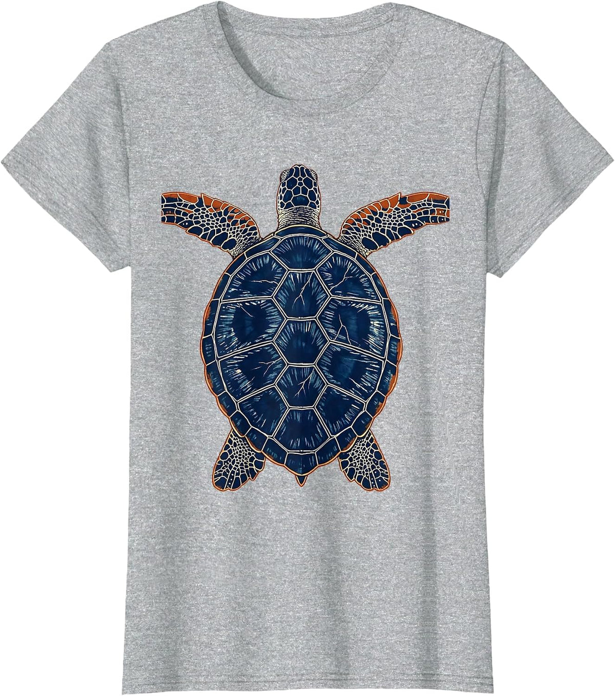 Women's Turtle Pushing Against Current Underwater Art T-Shirt - Heather Grey