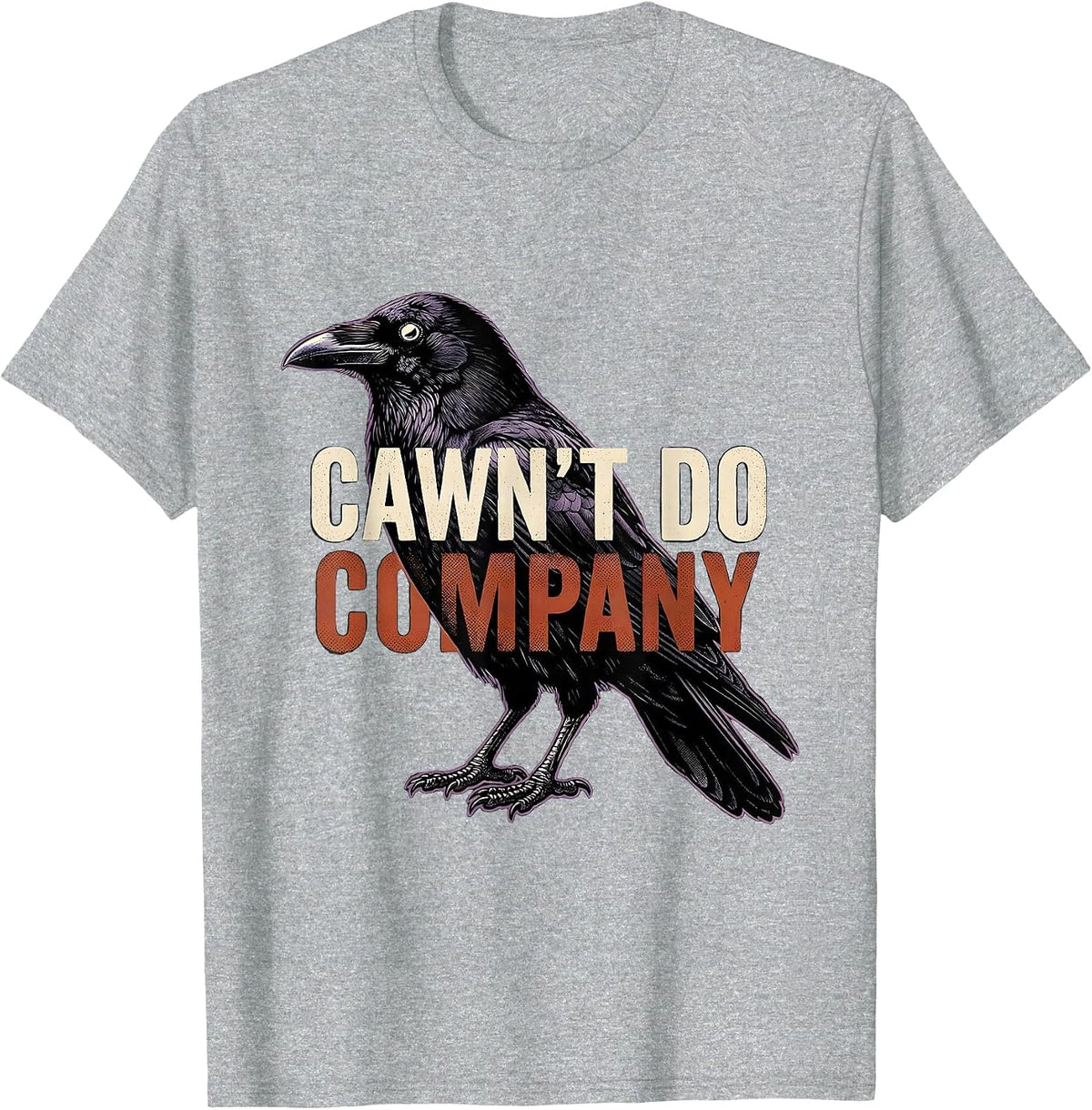 Men's Cawn't Do Company Gothic Crow Dark Humor Raven Silhouette T-Shirt - Heather Grey