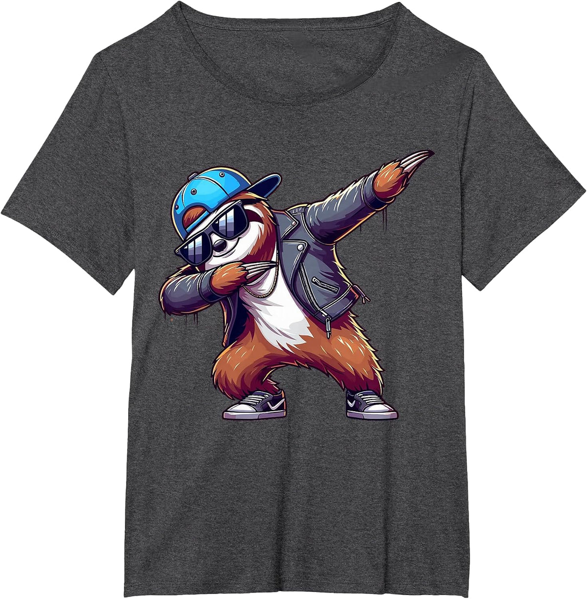 Dabbing Sloth T-Shirt - Dark Heather Grey