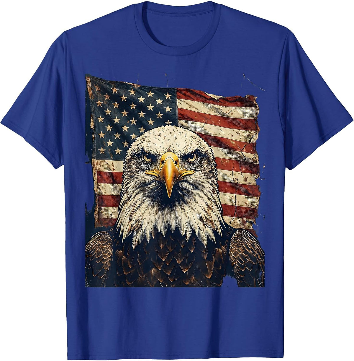Men's Patriotic Eagle American Flag Graphic Design T-Shirt - Royal Blue