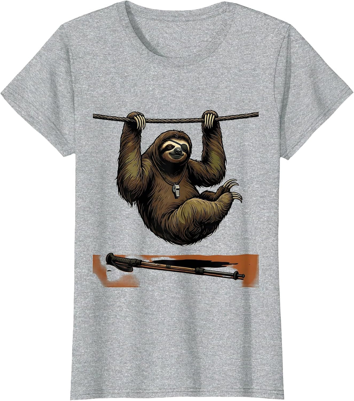 Women's Masked Sloth Lazy Humor Funny Sloth Lover Gift T-Shirt - Heather Grey