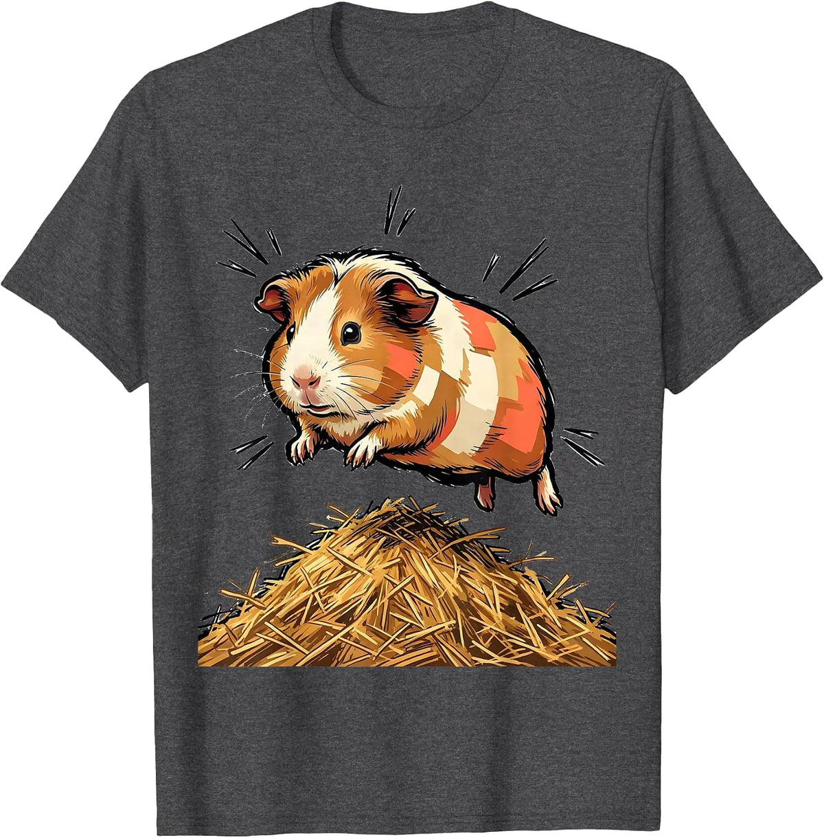 Rounded Guinea Pig Joy Marker Outline Farm Animal Lover Gift T-Shirt - Dark Heather Grey