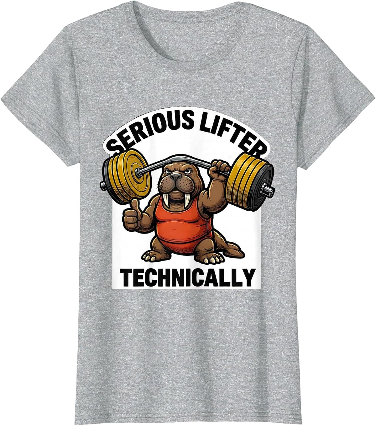 Women's Serious Lifter, Technically Funny Weight Lifter Gym Humor T-Shirt - Heather Grey
