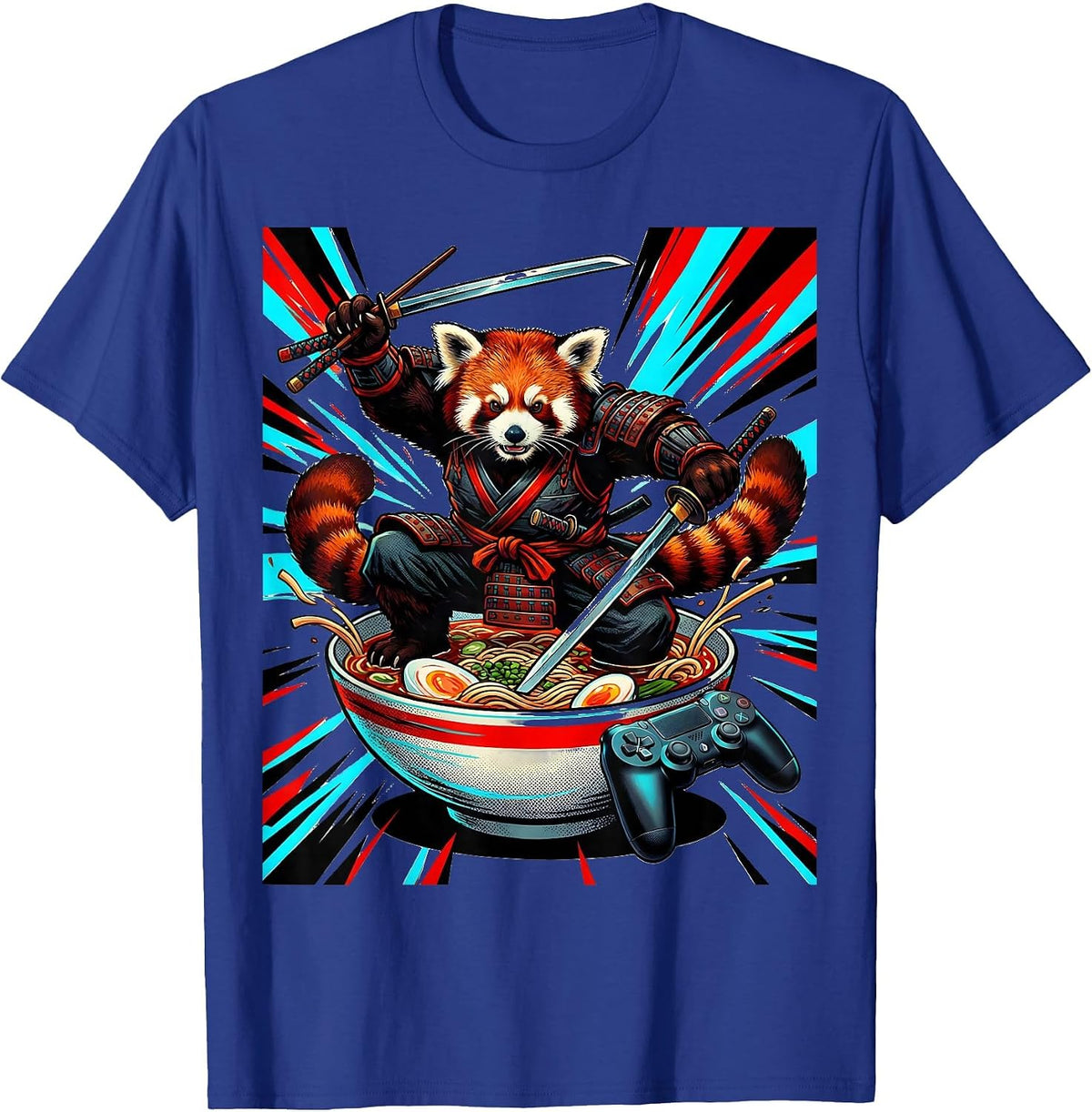 Red Panda Arcade Ronin Pop Art Anime Gamer Gift T-Shirt - Royal Blue