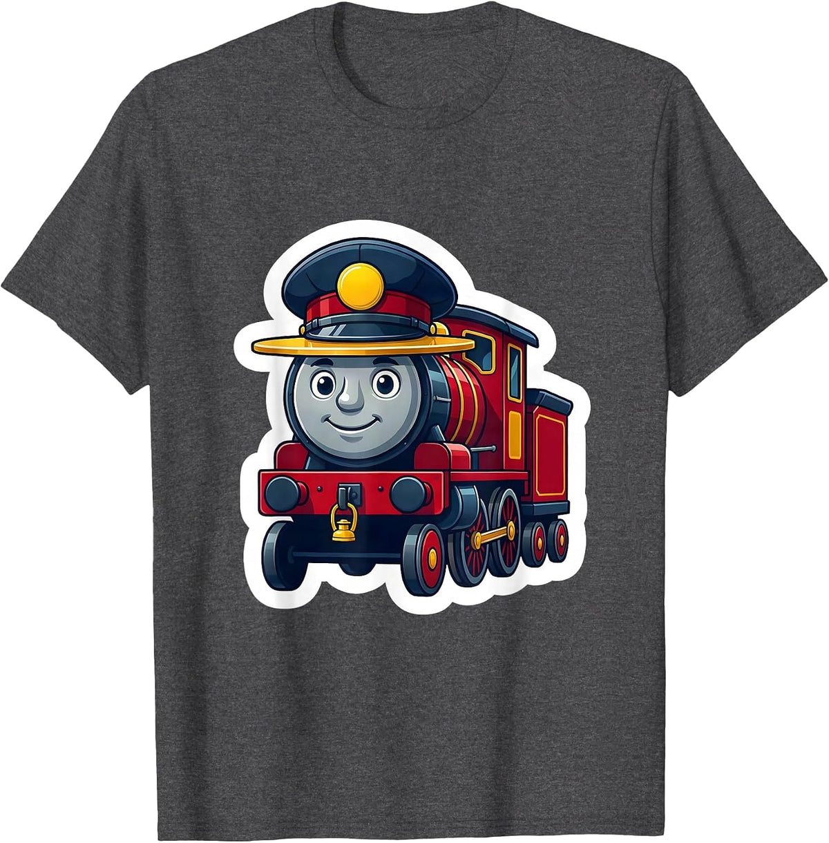 Toy Locomotive Engineer Cap Toddler Train Birthday T-Shirt - Dark Heather Grey