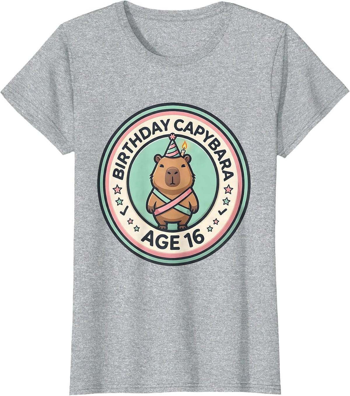 Birthday Capybara Age 16 Kawaii Girl Cute Animal Lover T-Shirt - Heather Grey