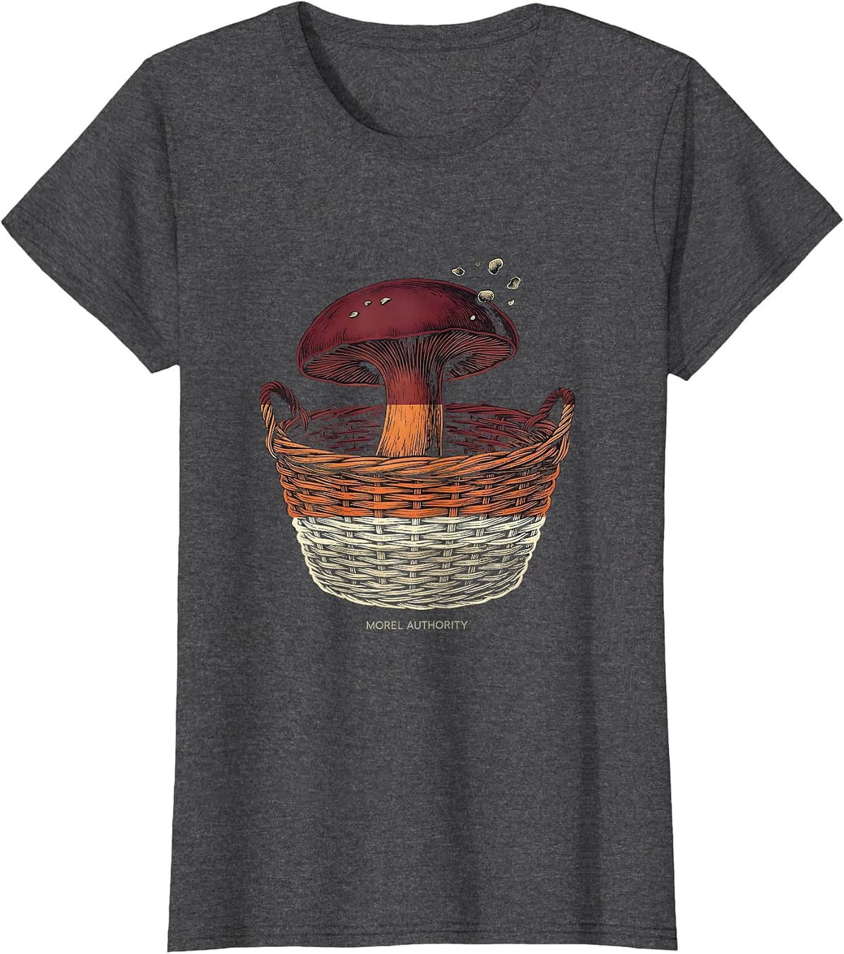 Women's Morel Authority Funny Mushroom Forager Mycology Humor T-Shirt - Dark Heather Grey