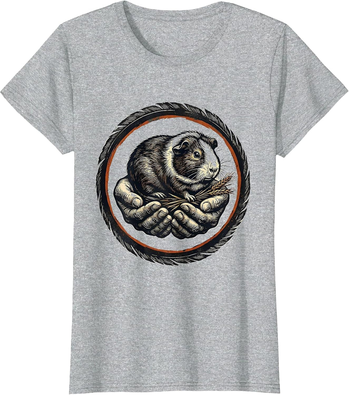 Guinea Pig Seal Linocut Pet Lover Humor T-Shirt - Heather Grey