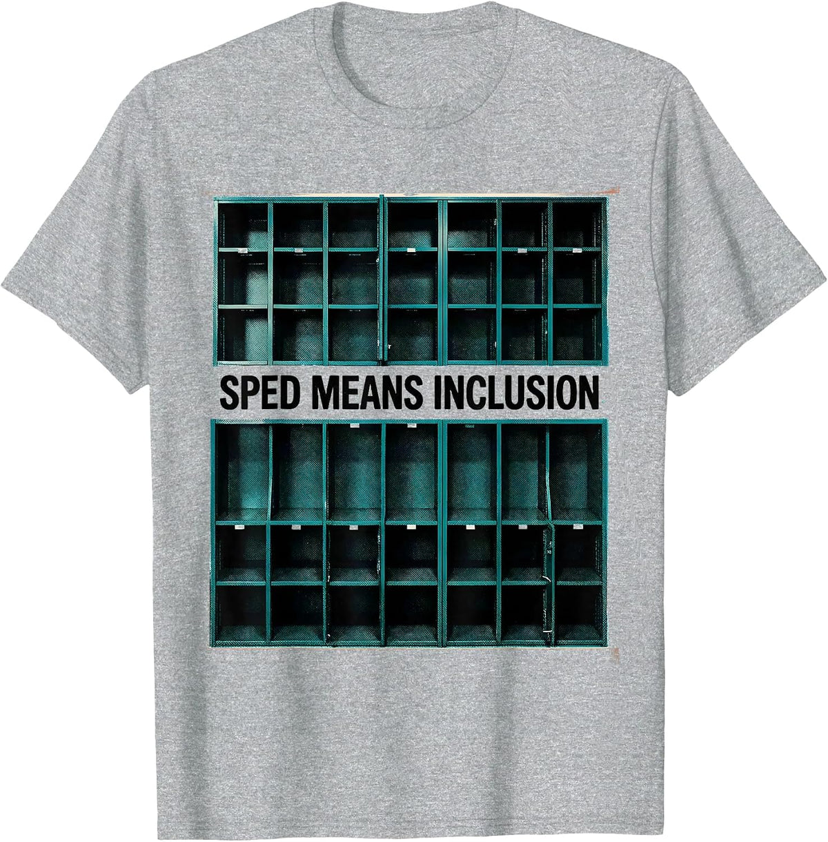 Men's SPED Means Inclusion Risograph Special Education Teacher T-Shirt - Heather Grey