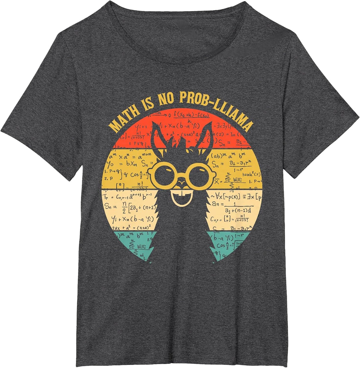 Math is No Prob-Llama - Math Llama Teacher T-Shirt - Dark Heather Grey