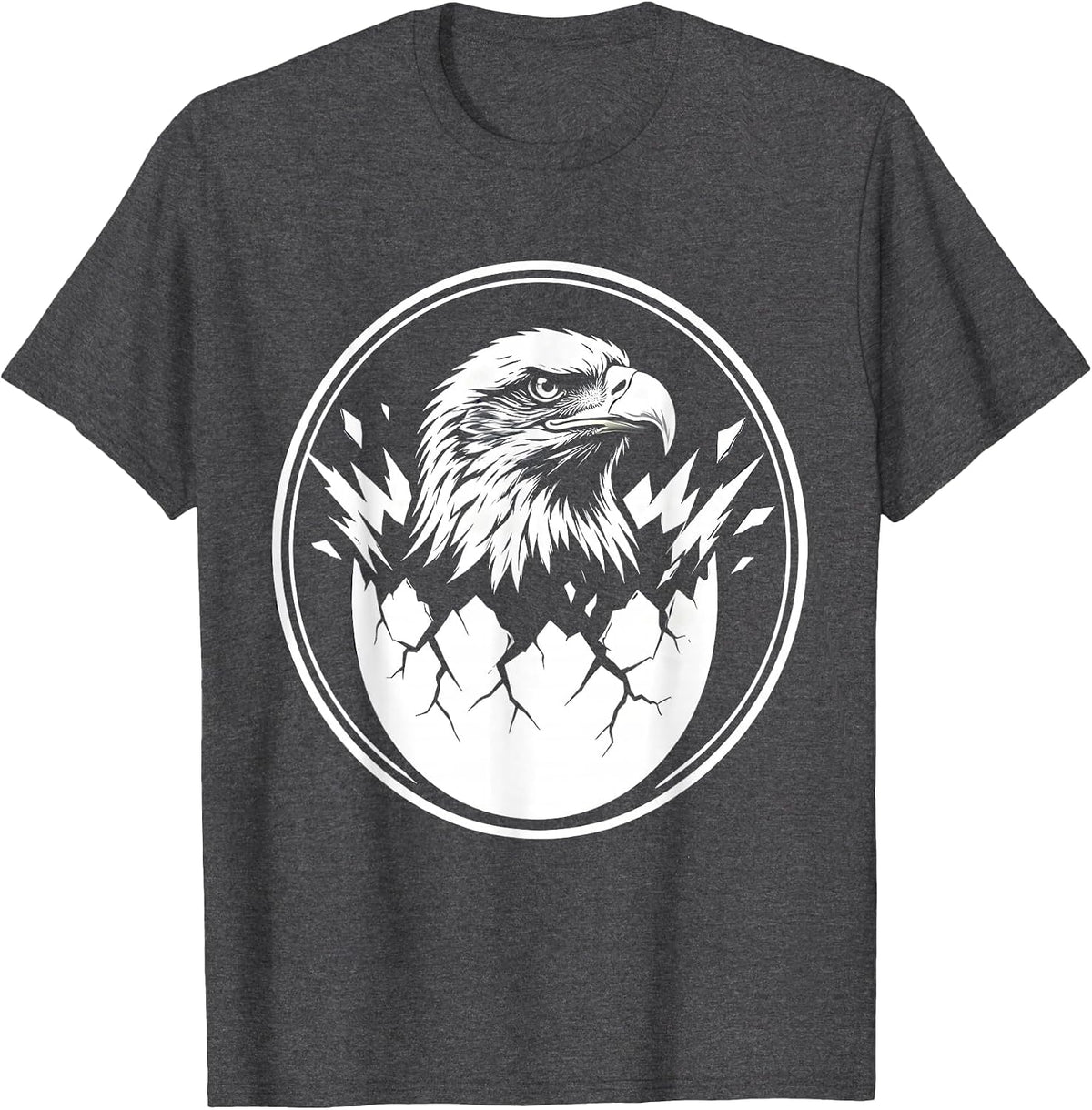 Men's Eagle Hatching Freedom USA Patriotic Graphic T-Shirt - Dark Heather Grey