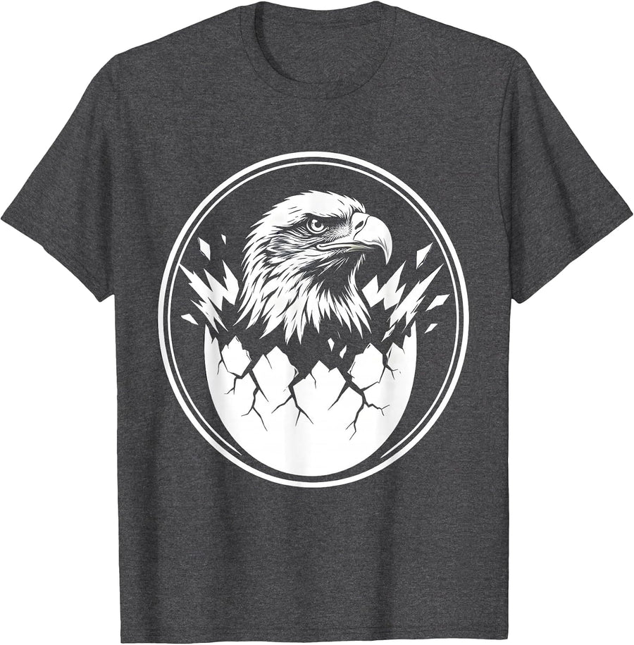 Men's Eagle Hatching Freedom USA Patriotic Graphic T-Shirt - Dark Heather Grey