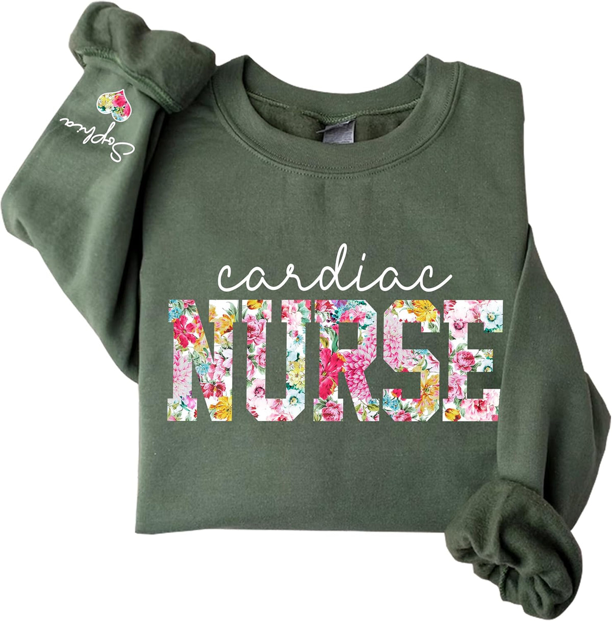 Chillever Custom Nurse Sweatshirt with Name on Sleeve, New Nurse Gift, Gift for Healthcare Workers, Medical Staff - Cardiac