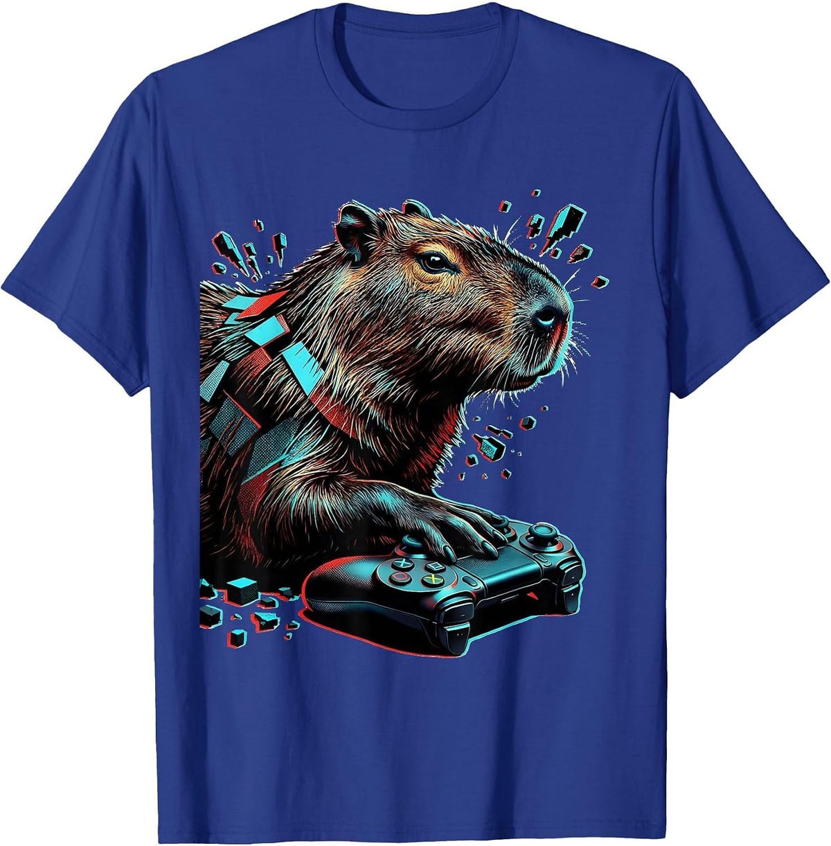 Men's Capybara Gamer Pop Art Animal Humor Kids T-Shirt - Royal Blue