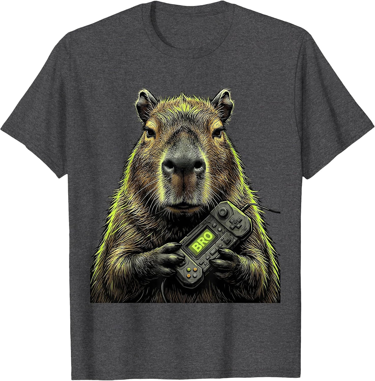 bro Funny Capybara Gamer Meme Humor T-Shirt - Dark Heather Grey